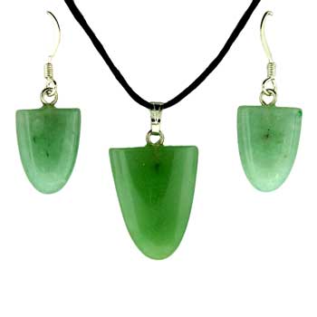 11X16/17X22mm Green Aventurine Tongue Pendants & Earrings