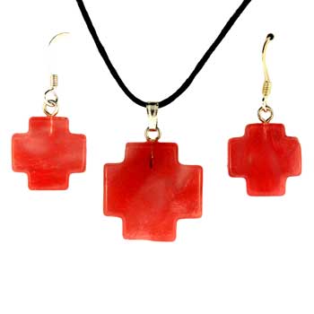 15 / 20mm Cherry Quartz Glass Cross Pendants & Earrings