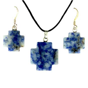 15 / 20mm Sodalite Brazil Cross Pendants & Earrings