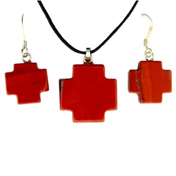 15 / 20mm Red Jasper Cross Pendants & Earrings