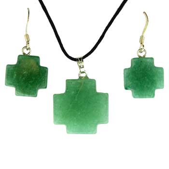 15 / 20mm Green Aventurine Cross Pendants & Earrings