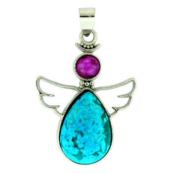 28X38mm Dyed Turquiose Jasper Angel Pendants