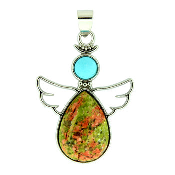 28X38mm Unakite Angel Pendants