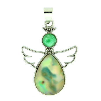 28X38mm Fire Rainbow Mother Of Pearl Angel Pendants