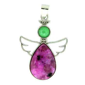 28X38mm Dyed Purple Aqua Quartz Glass Angel Pendants