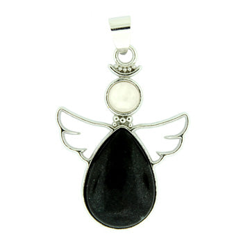28X38mm Black Stone Angel Pendants & Earrings