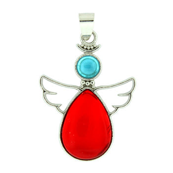28X38mm Fire Ruby Quartz Glass Angel Pendants