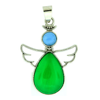 28X38mm Imperial Green Quartz Glass Angel Pendants