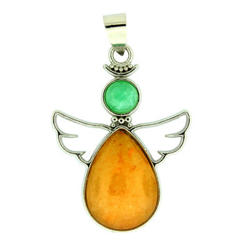 28X38mm Yellow Serpentine Angel Pendants
