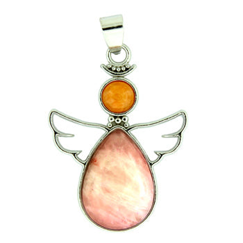 28X38mm Rose Quartz Angel Pendants & Earrings