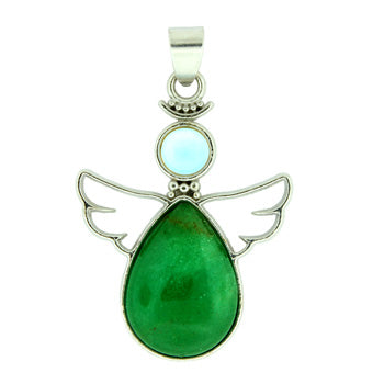 28X38mm Green Aventurine Angel Pendants