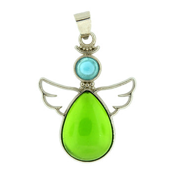 28X38mm Light Peridot Quartz Glass Angel Pendants