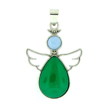 28X38mm Chrysophrase Quartz Glass Angel Pendants