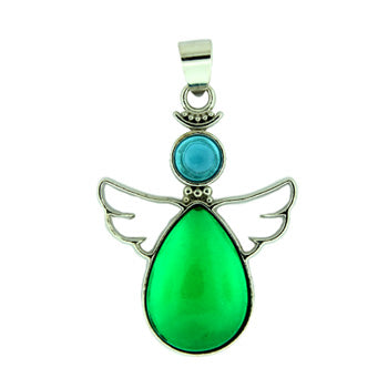 28X38mm Emerald Quartz Glass Angel Pendants