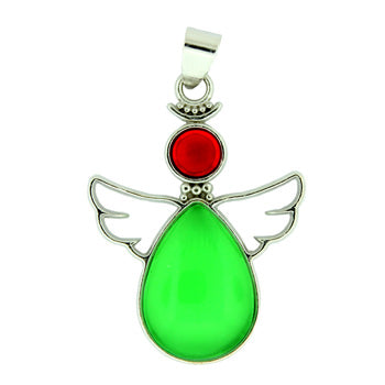 28X38mm Serpentine Quartz Glass Angel Pendants