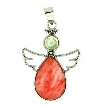 28X38mm Cherry Quartz Glass Angel Pendants