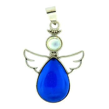 28X38mm Rutilated Quartz Glass Angel Pendants