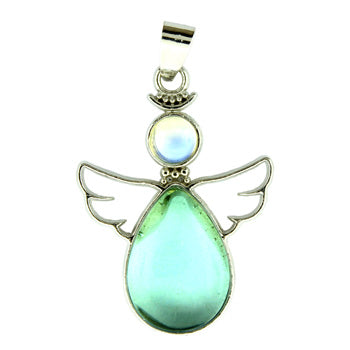 28X38mm Aqua Quartz Angel Pendants