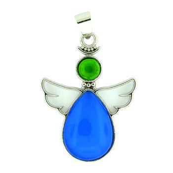28X38mm Tanzanite Quartz Glass Angel Pendants