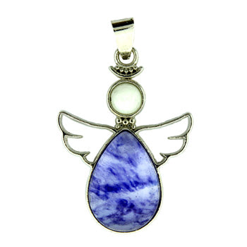 28X38mm Blueberry Quartz Glass Angel Pendants