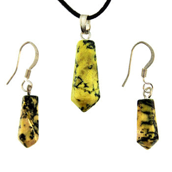 6X16/8X21mm Yellow Turquoise Jasper Point Pendants & Earrings