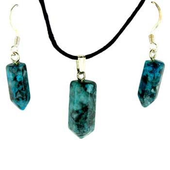 6X16/8X21mm Blue Laguna Lace Dyed Point Pendants & Earrings