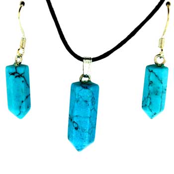 6X16/8X21mm Synthetic Turquoise Point Pendants & Earrings