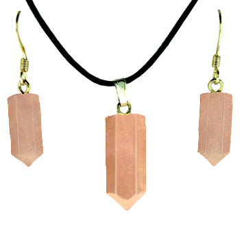 6X16/8X21mm Rose Quartz Point Pendants & Earrings