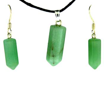 6X16/8X21mm Green Aventurine Point Pendants & Earrings