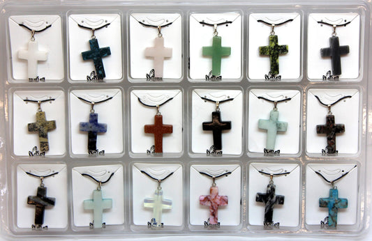 22X30mm Assorted Stone Cross Pendants