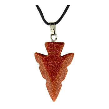 18X44mm Brown Goldstone Man Made Arrowhead Pendants