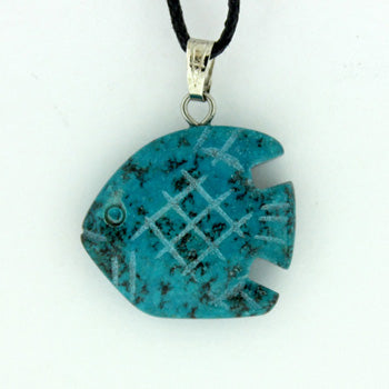 20mm Dyed Blue Turquoise Stone Angelfish Pendants