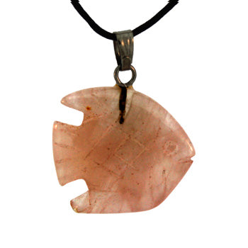 20mm Rose Quartz Angelfish Pendants
