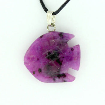 20mm Dyed Purple Quartz Glass Angelfish Pendants