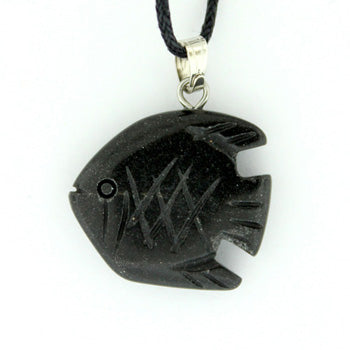 20mm Black Jasper Angelfish Pendants