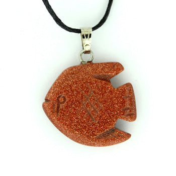 20mm Brown Goldstone Man Made Angelfish Pendants