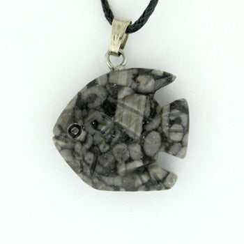 20mm Insect Fossil Jasper Angelfish Pendants