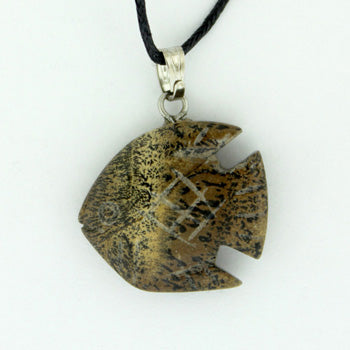 20mm Paintbrush Jasper Angelfish Pendants