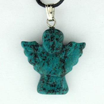22X20mm Dyed Blue Turquoise Stone Angel Pendants