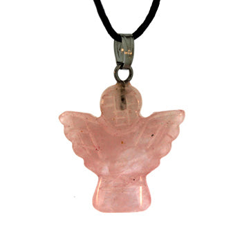22X20mm Rose Quartz Angel Pendants
