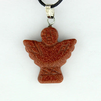 22X20mm Brown Goldstone Man Made Angel Pendants