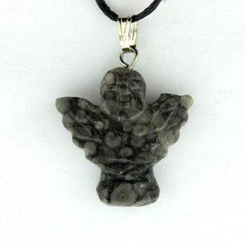 22X20mm Insect Fossil Jasper Angel Pendants