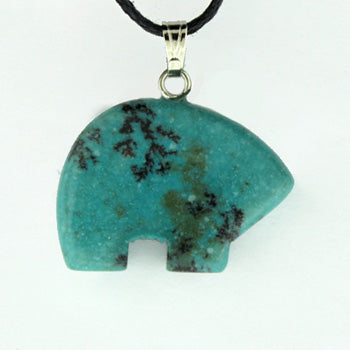 15X20mm Dyed Blue Turquoise Stone Zuni Bear Pendants