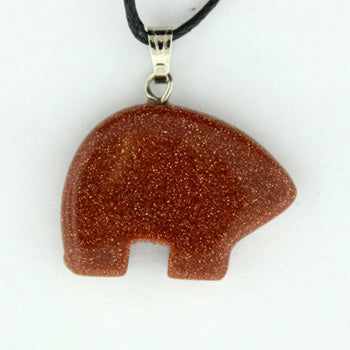 15X20mm Brown Goldstone Man Made Zuni Bear Pendants