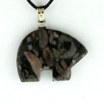 15X20mm Insect Fossil Jasper Zuni Bear Pendants