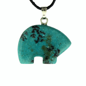 18X25mm Dyed Blue Turquoise Stone Zuni Bear Pendants