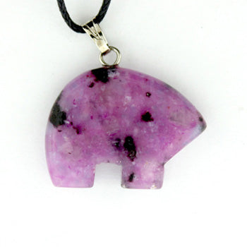 18X25mm Dyed Purple Quartz Glass Zuni Bear Pendants