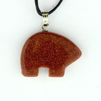 18X25mm Brown Goldstone Man Made Zuni Bear Pendants