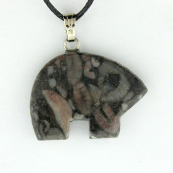 18X25mm Insect Fossil Jasper Zuni Bear Pendants