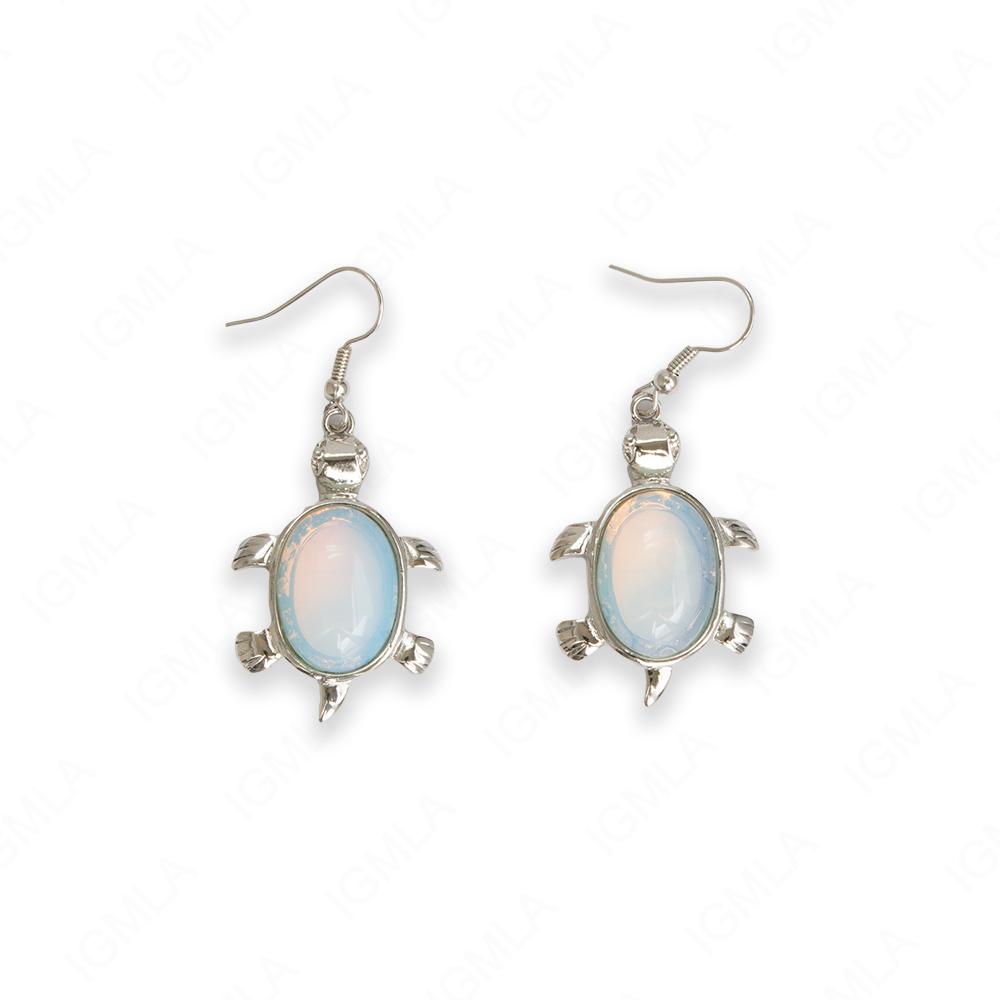 Opalite Oval Turtle Earrings